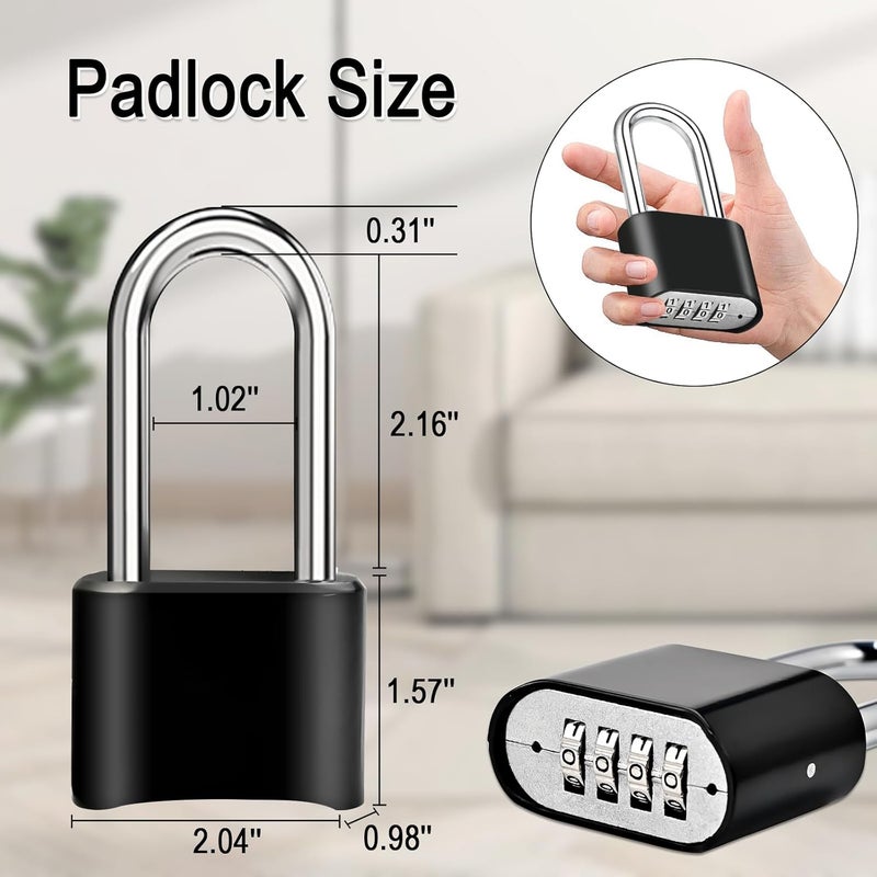 Faburo 1pcs Combination Lock, 4-Digit Heavy Duty Combo Lock, Combination Padlock Outdoor Waterproof Gate Locks for Outdoor Fence, Locker, Sheds, Gym, Gate Hasps (1pcs, Long Shackle) - Image 2